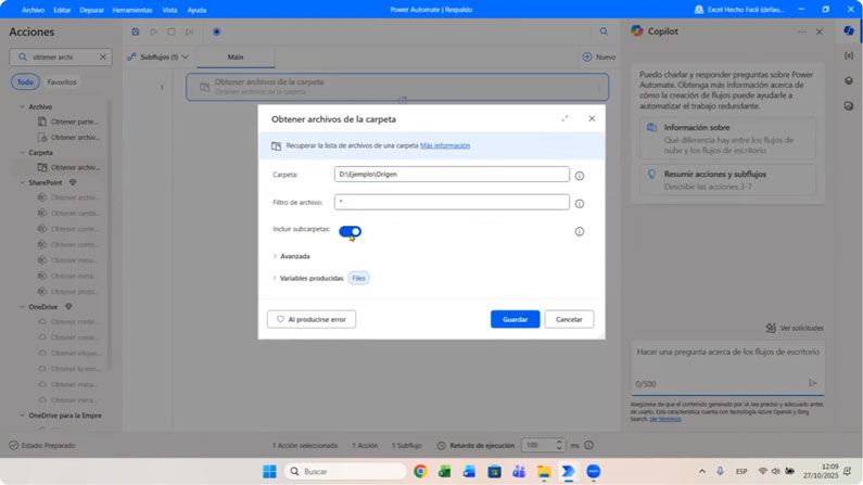 Acción de Obtener archivos de Power Automate