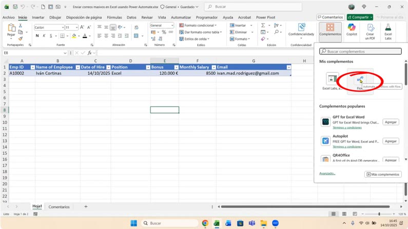 Complemento Excel Flow
