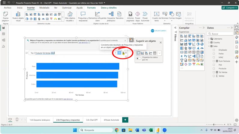 Convertir resultado en visualización en Power BI