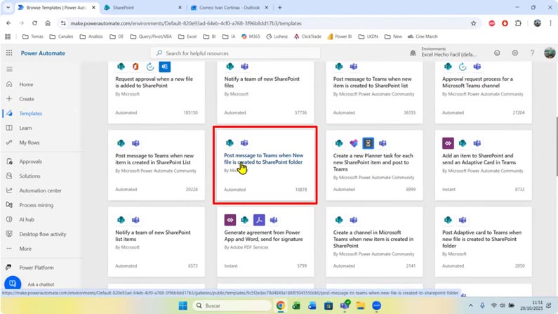 Crear flujo en Power Automate a través de una plantilla