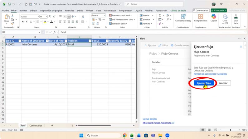 Ejecución del flujo