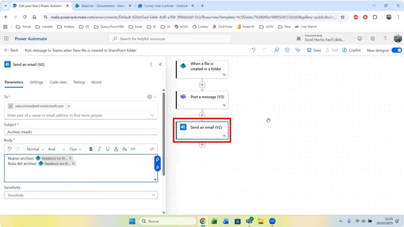 Establecer proceso email