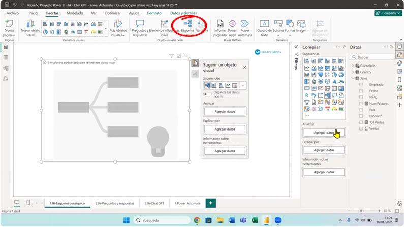 Insertar esquema jerárquico en Power BI