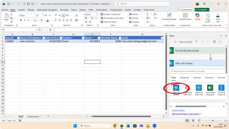 Llamada correo electrónico