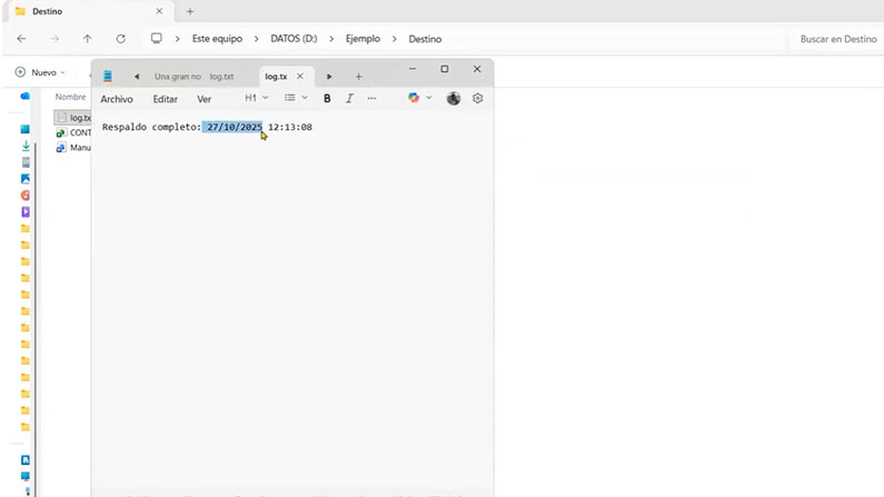 Log creado correctamente