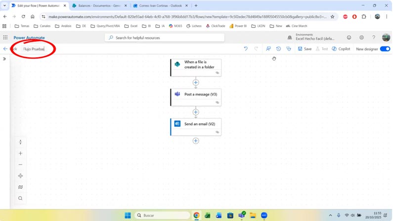 Dar un nombre al flujo en Power Automate