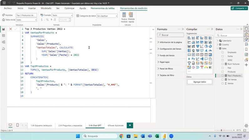 Nueva medida Power BI pegada