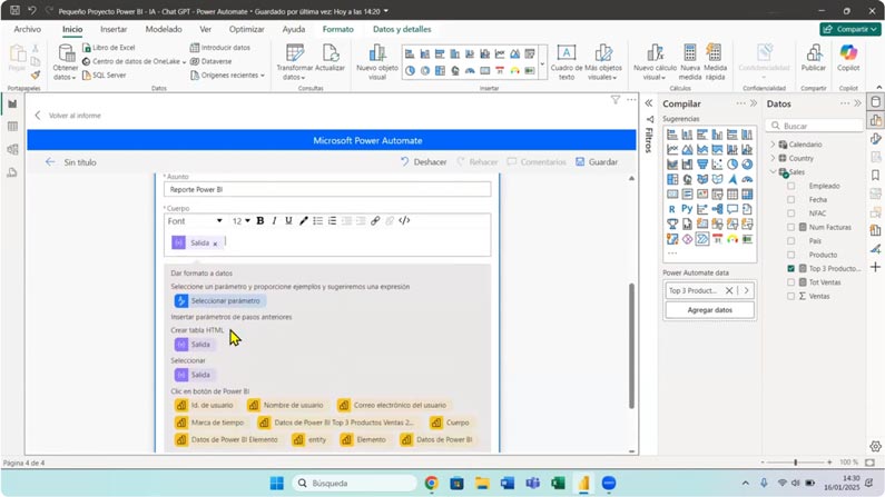 Opciones para envio de correo electrónico Power BI