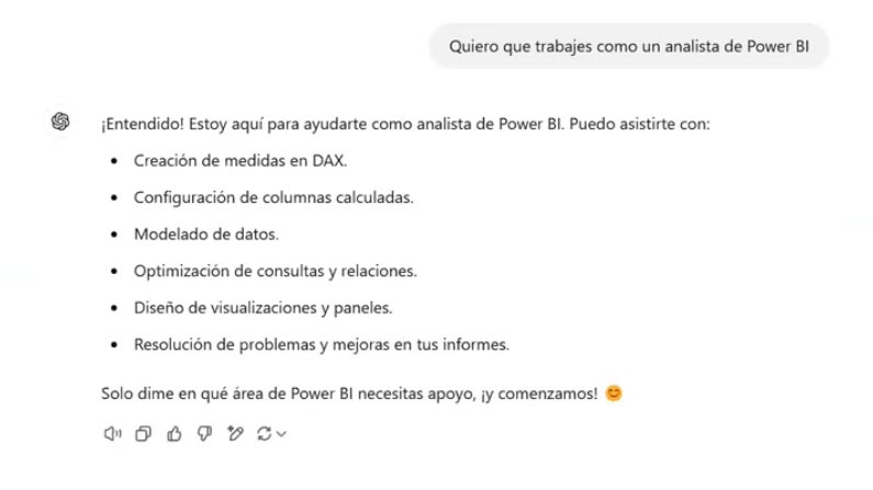 Pregunta ChatGPT analista con Power BI