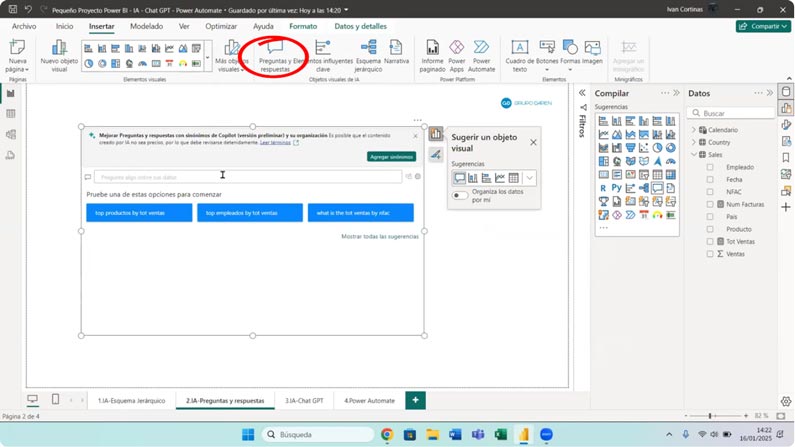 Preguntas y respuestas para Power BI