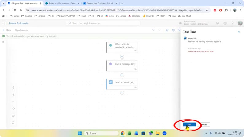 Probar flujo Power Automate