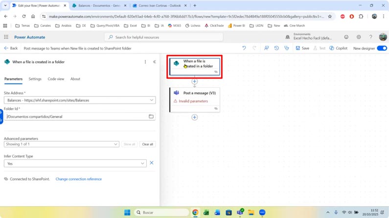 Proceso Power Automate  para Sharepoint