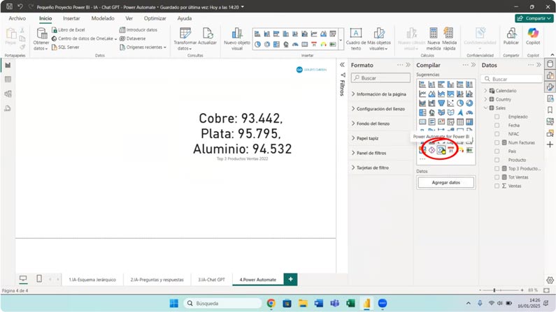 Seleccionar Power Automate en Power BI