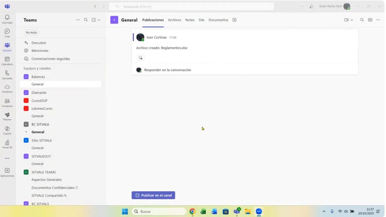 Teams archivo dinámico creado